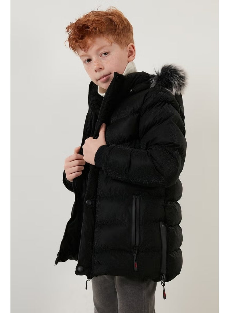 Lela Plush Lined Faux Fur Collar Removable Hooded Winter Coat Boys' Coat 5761906 - Image 5